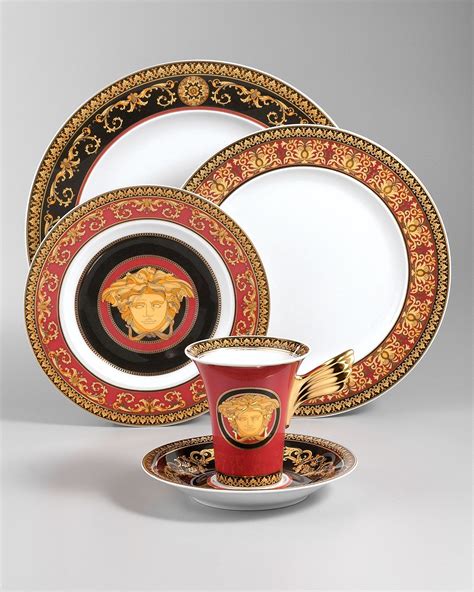 versace red medusa dinner set|Versace dinnerware sets.